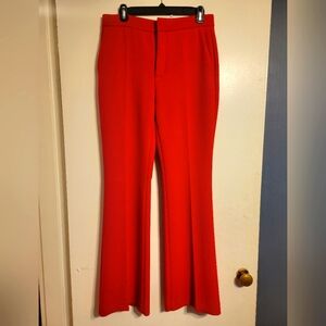 Zara Bright Red Tailored Flare Trousers